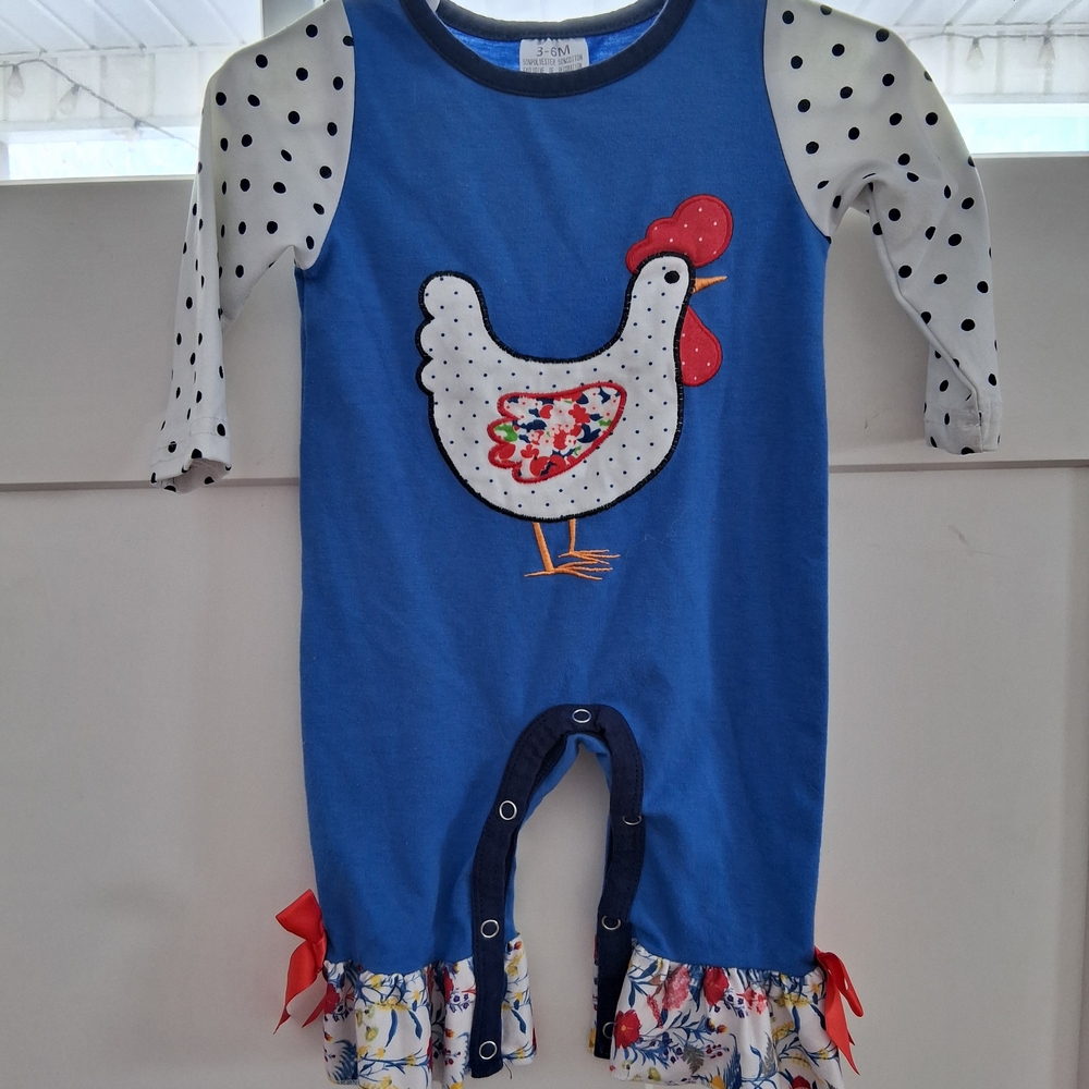 Marie Nicole Blue Outfit With Chicken Applique